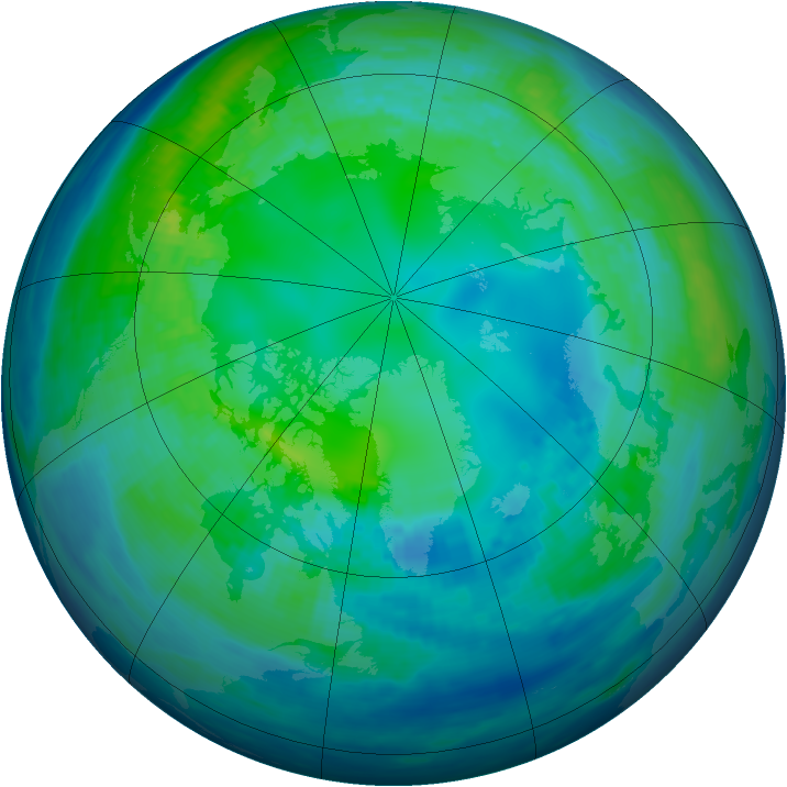 Arctic ozone map for 28 October 1992